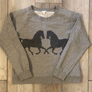 J Crew Gray Horse Print Sweater Size Womens Large